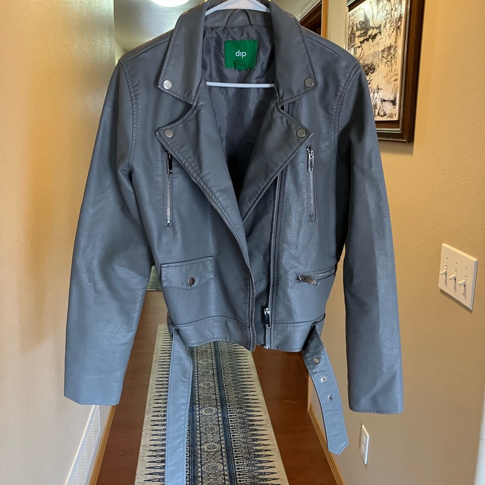 Cute Grey Leather Jacket
